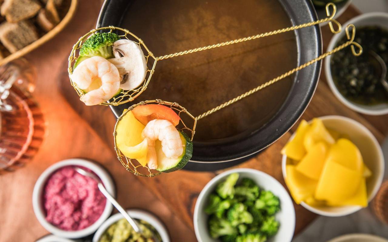 Fondue mit Gemüse