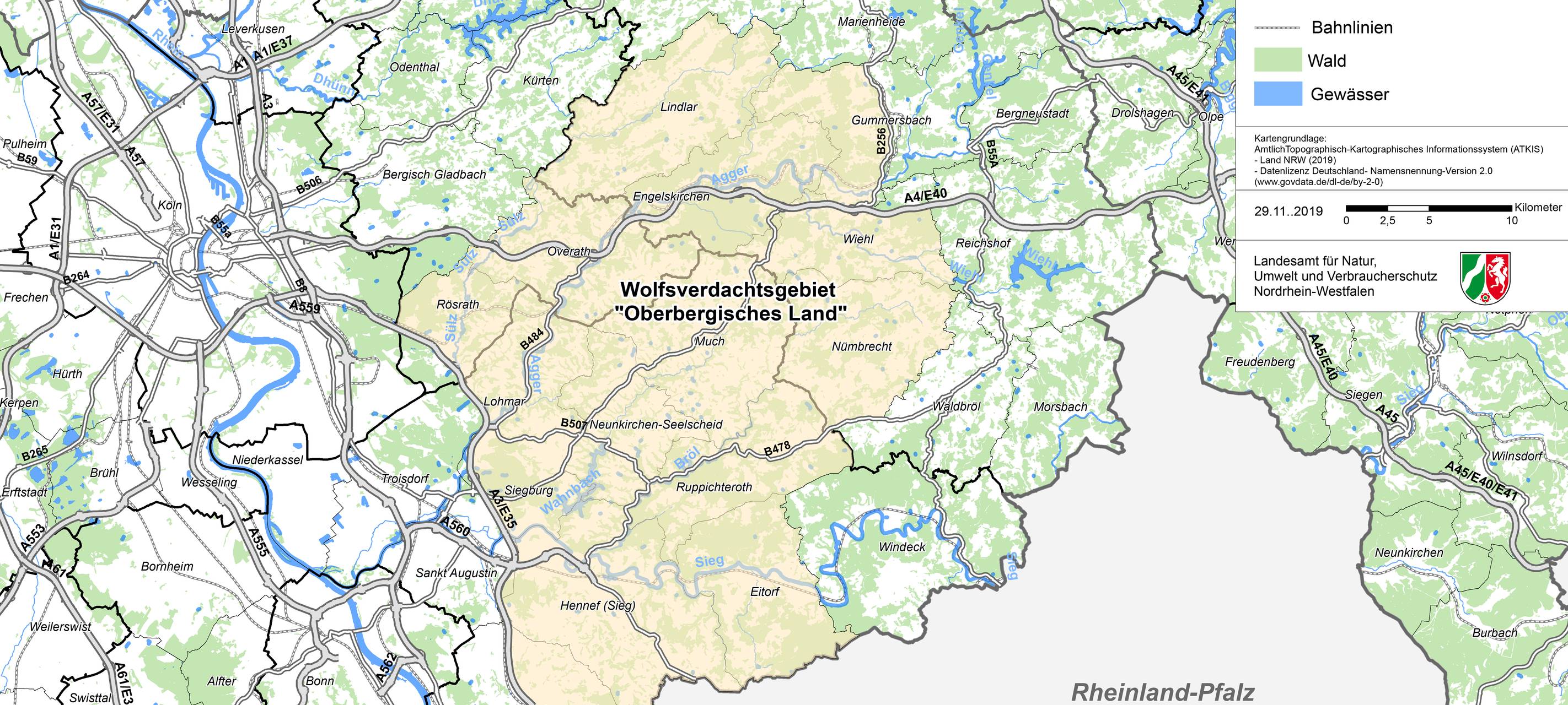 Landesregierung weist Wolfsverdachtsgebiet Oberbergisches Land aus