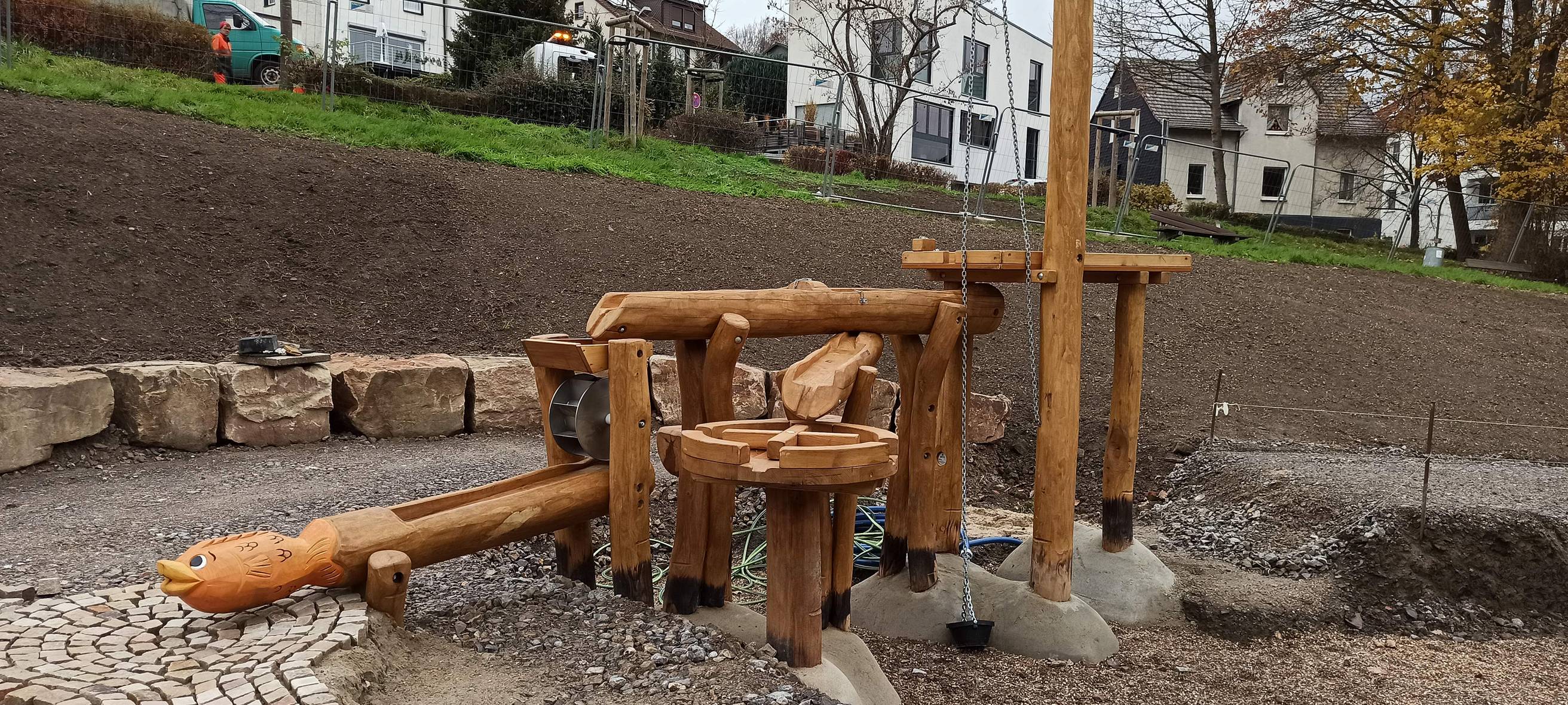 Wetter: Spielplatz im Bau