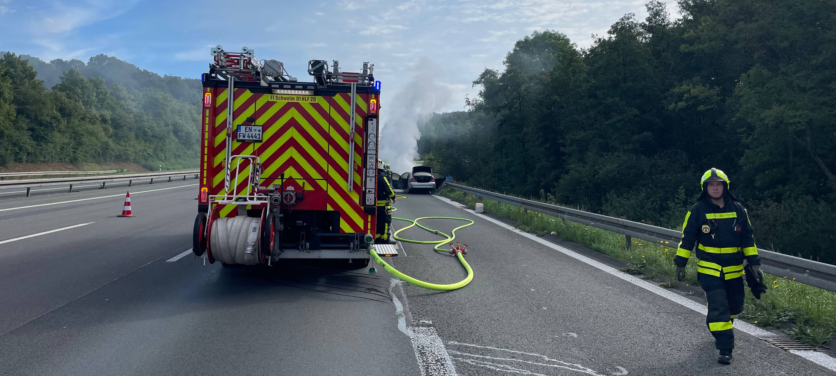 Feuer auf A1 bei Schwelm