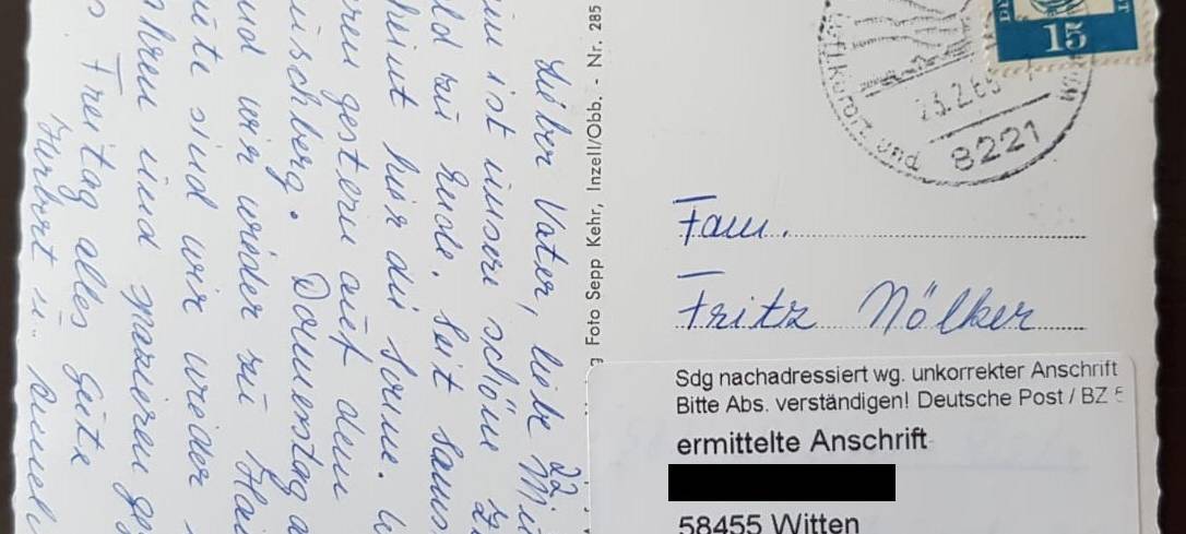 Postkarte kommt nach 59 Jahren in Witten an
