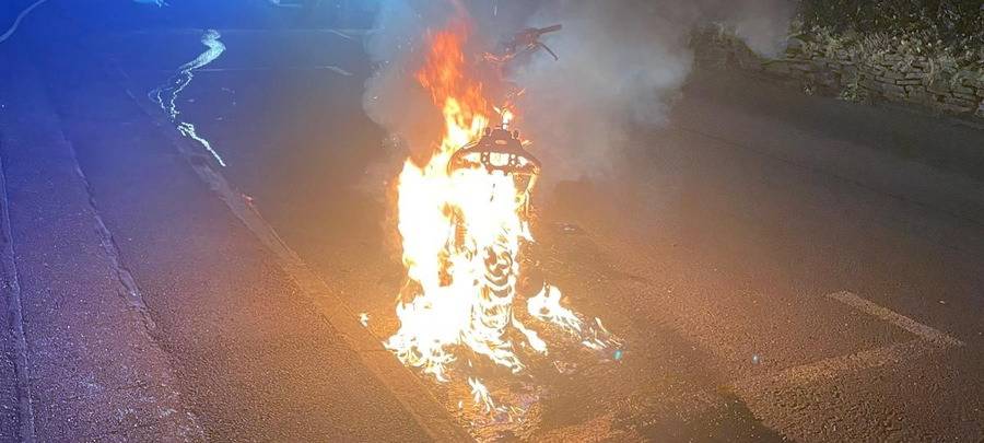 Roller brennt - Hecke fast