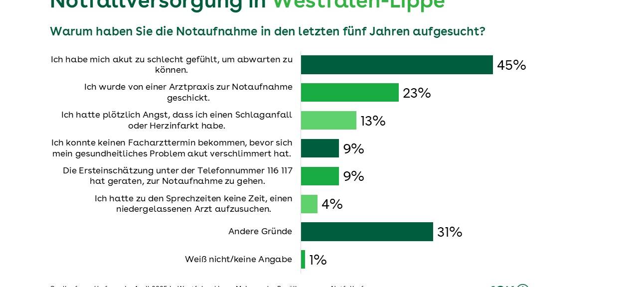 Grafik zu Gründen, die Notaufna´hme aufzusuchen