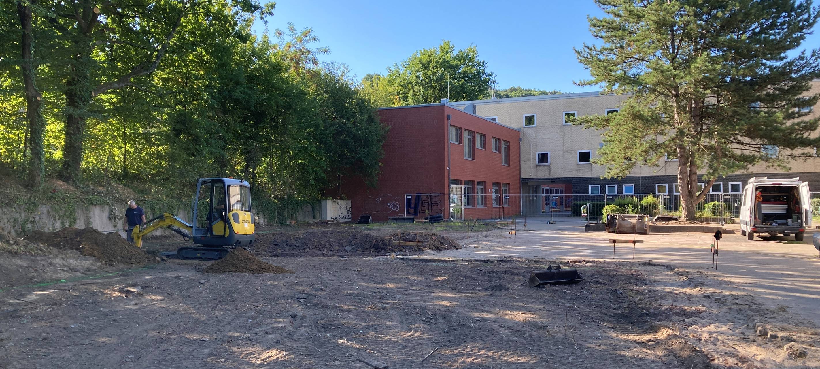 Baustelle an der Realschule Grünstraße in Hattingen