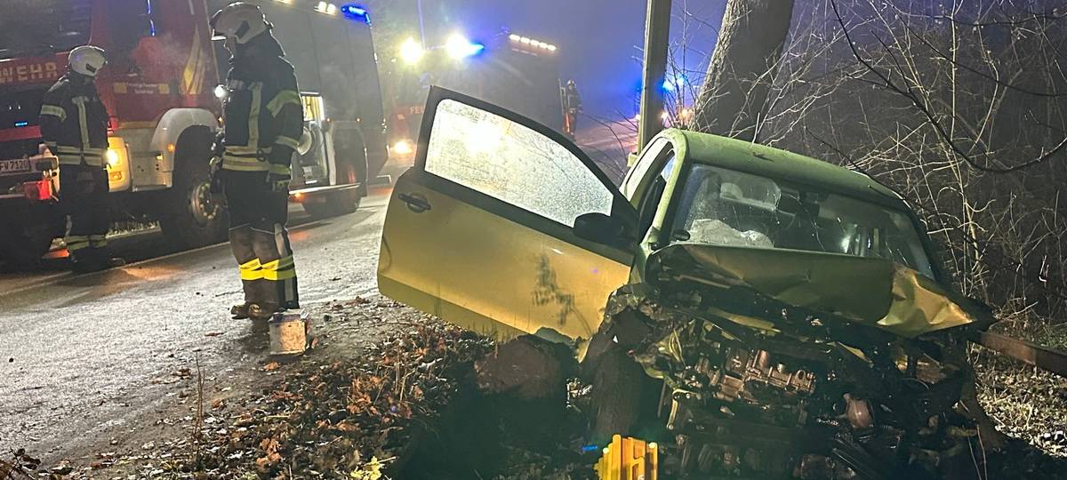 Schwerer Unfall: Autofahrer kommt mit Schrecken davon