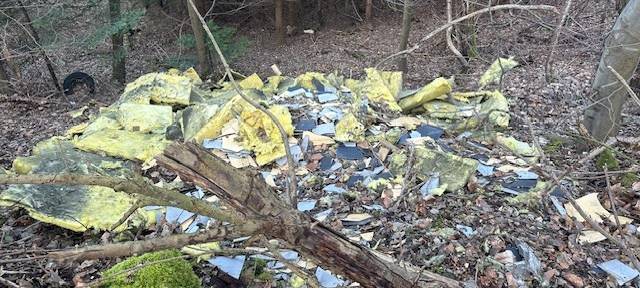 Asbest-Abfälle in den Wald geworfen