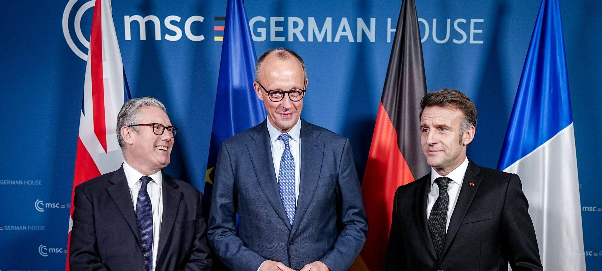 Keir Starmer, Friedrich Merz, Emmanuel Macron (l-r.)