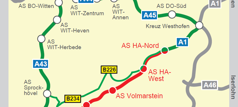 Vollsperrung der A1 am letzten August-Wochenende